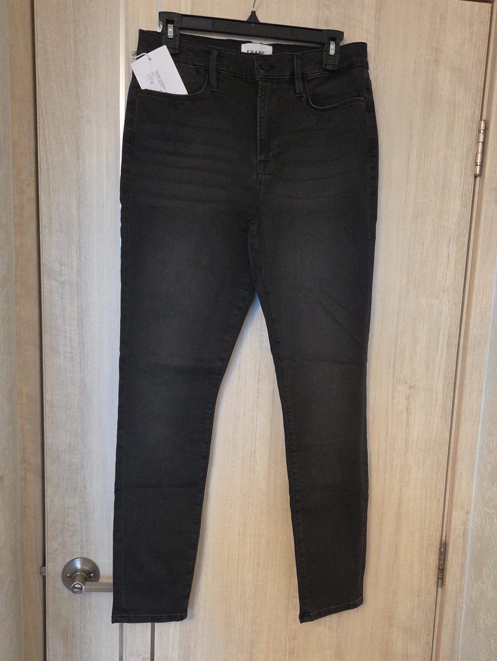 Frame Denim High-Rise Skinny Jeans - Black Wash